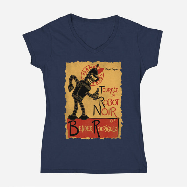 Le Robot Noir-Womens-V-Neck-Tee-Barbadifuoco
