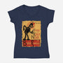 Le Robot Noir-Womens-V-Neck-Tee-Barbadifuoco