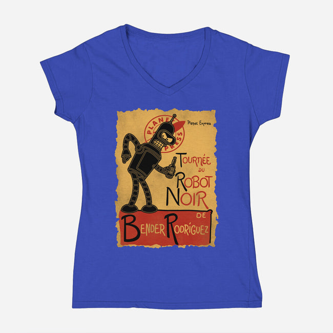 Le Robot Noir-Womens-V-Neck-Tee-Barbadifuoco