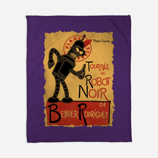 Le Robot Noir-None-Fleece-Blanket-Barbadifuoco