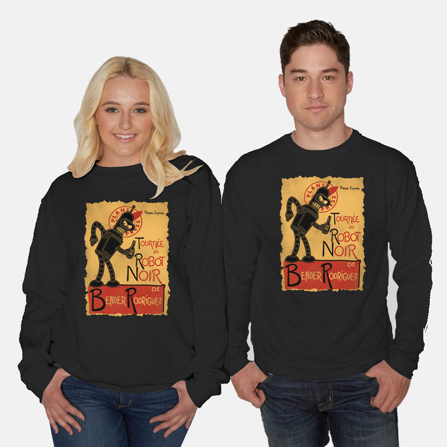 Le Robot Noir-Unisex-Crew Neck-Sweatshirt-Barbadifuoco