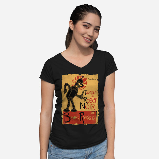 Le Robot Noir-Womens-V-Neck-Tee-Barbadifuoco