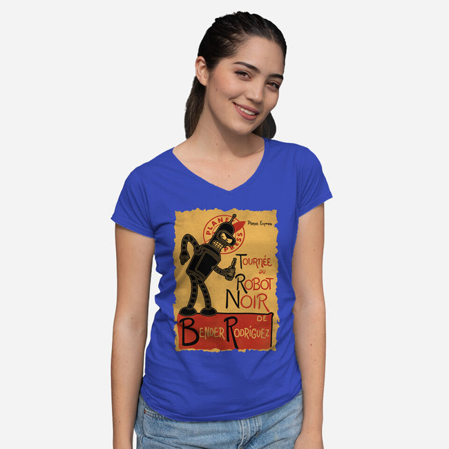 Le Robot Noir-Womens-V-Neck-Tee-Barbadifuoco