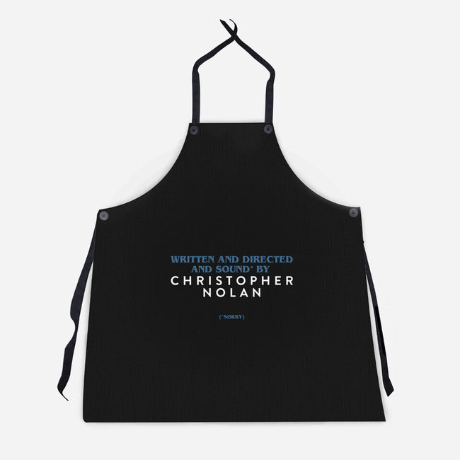 Written And Directed By Nolan-Unisex-Kitchen-Apron-rocketman_art