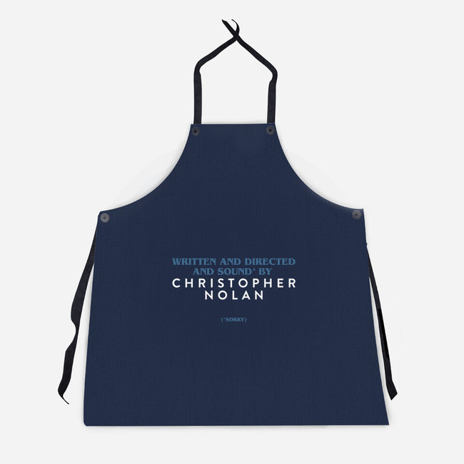 Written And Directed By Nolan-Unisex-Kitchen-Apron-rocketman_art