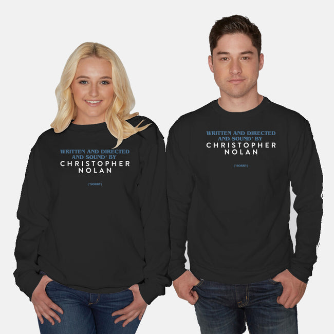 Written And Directed By Nolan-Unisex-Crew Neck-Sweatshirt-rocketman_art