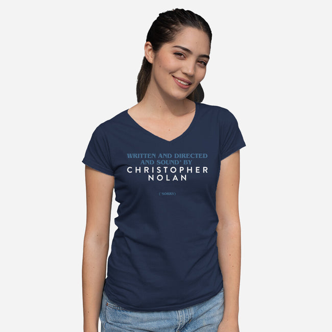 Written And Directed By Nolan-Womens-V-Neck-Tee-rocketman_art