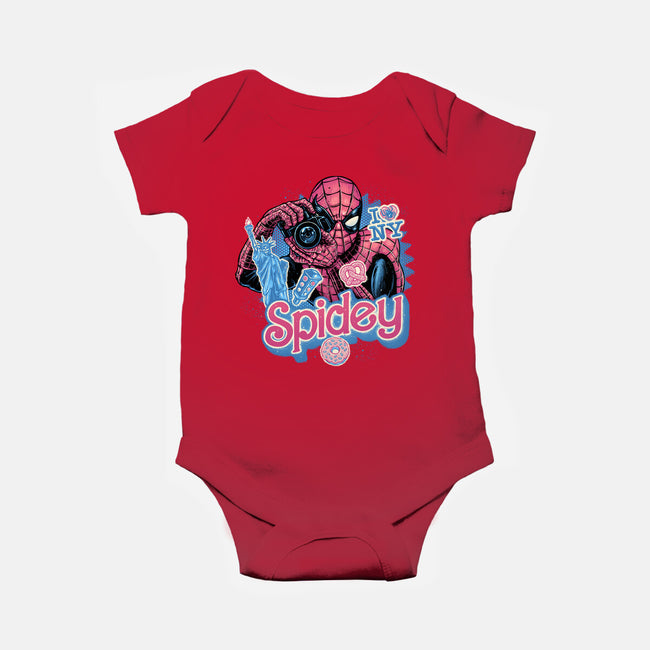 Spidey In New York City-Baby-Basic-Onesie-glitchygorilla