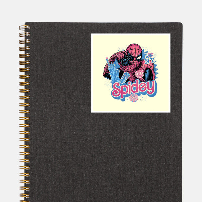 Spidey In New York City-None-Glossy-Sticker-glitchygorilla