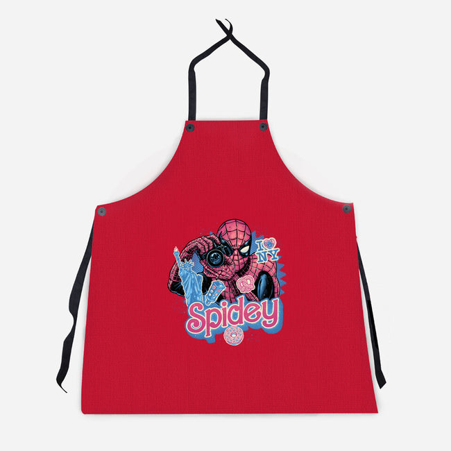 Spidey In New York City-Unisex-Kitchen-Apron-glitchygorilla
