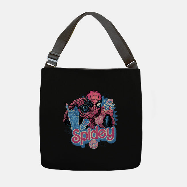 Spidey In New York City-None-Adjustable Tote-Bag-glitchygorilla