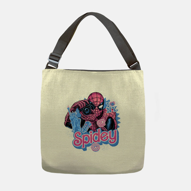 Spidey In New York City-None-Adjustable Tote-Bag-glitchygorilla