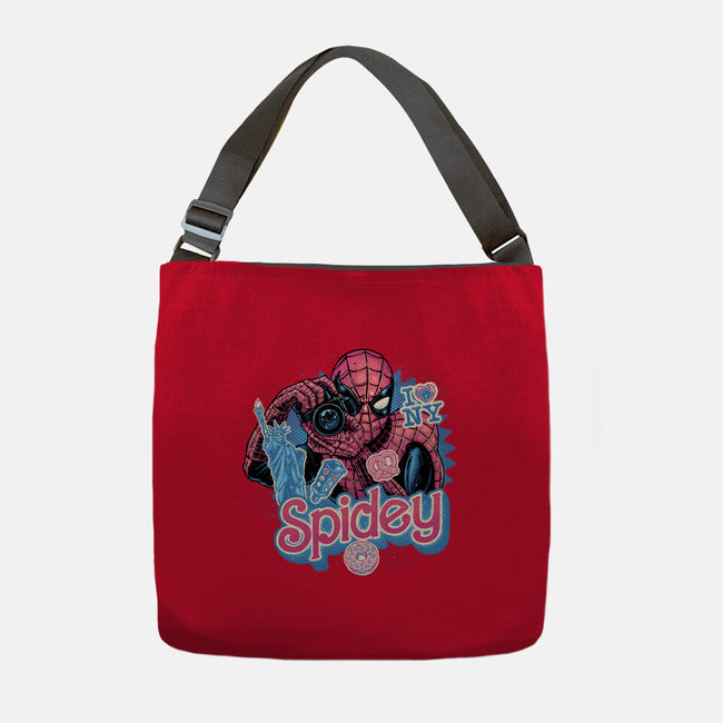 Spidey In New York City-None-Adjustable Tote-Bag-glitchygorilla