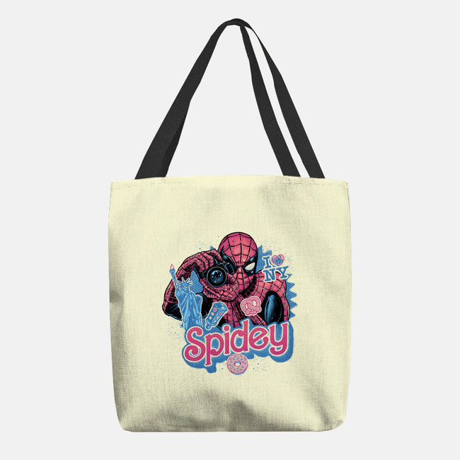 Spidey In New York City-None-Basic Tote-Bag-glitchygorilla