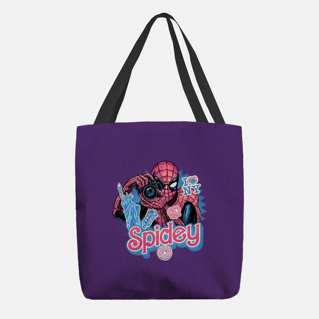 Spidey In New York City-None-Basic Tote-Bag-glitchygorilla