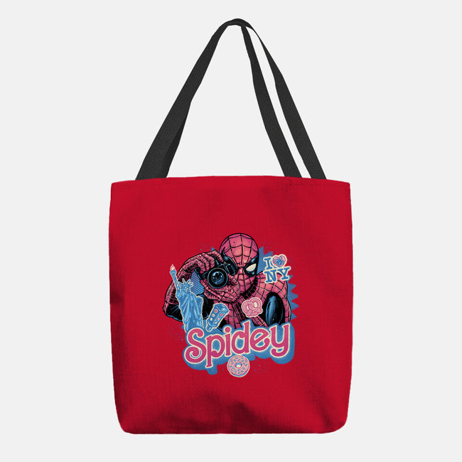 Spidey In New York City-None-Basic Tote-Bag-glitchygorilla