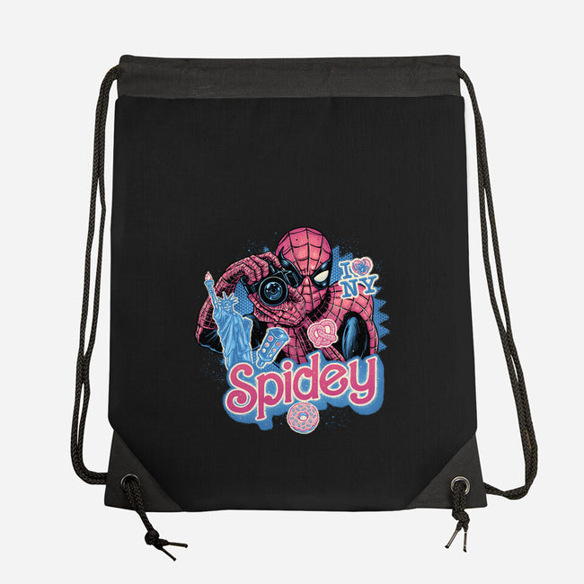 Spidey In New York City-None-Drawstring-Bag-glitchygorilla