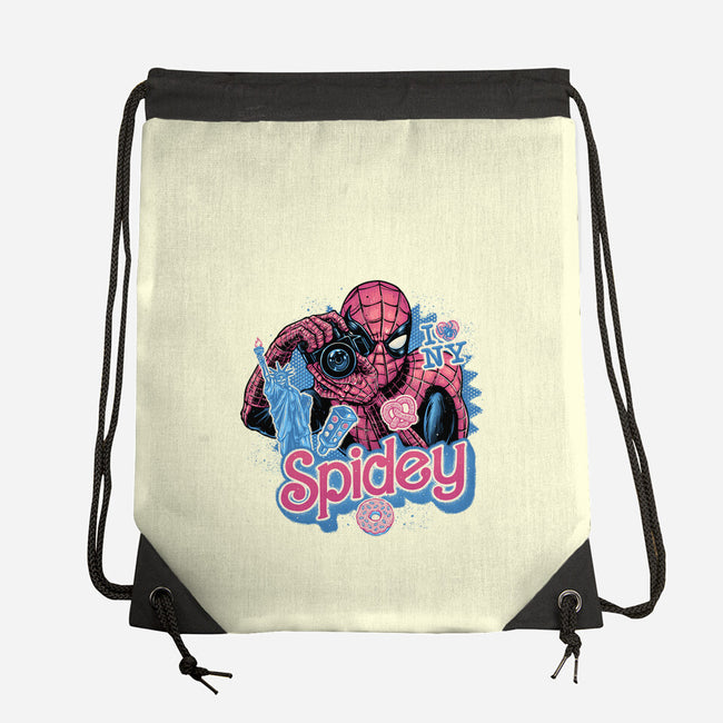 Spidey In New York City-None-Drawstring-Bag-glitchygorilla