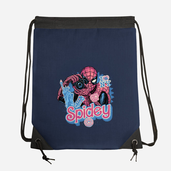 Spidey In New York City-None-Drawstring-Bag-glitchygorilla