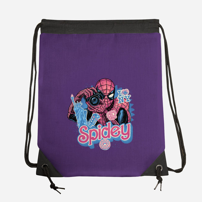 Spidey In New York City-None-Drawstring-Bag-glitchygorilla