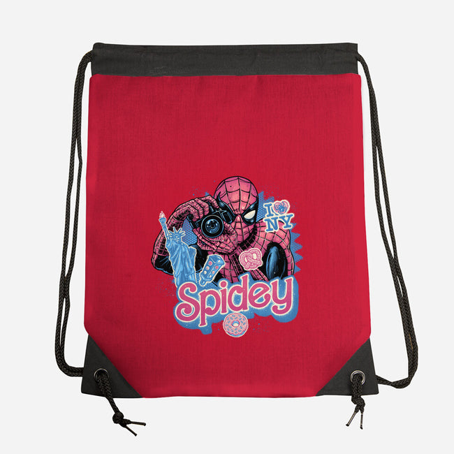 Spidey In New York City-None-Drawstring-Bag-glitchygorilla