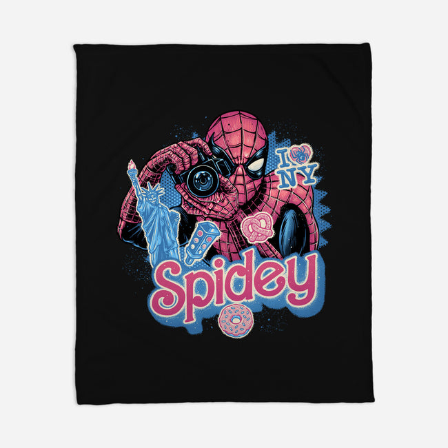 Spidey In New York City-None-Fleece-Blanket-glitchygorilla