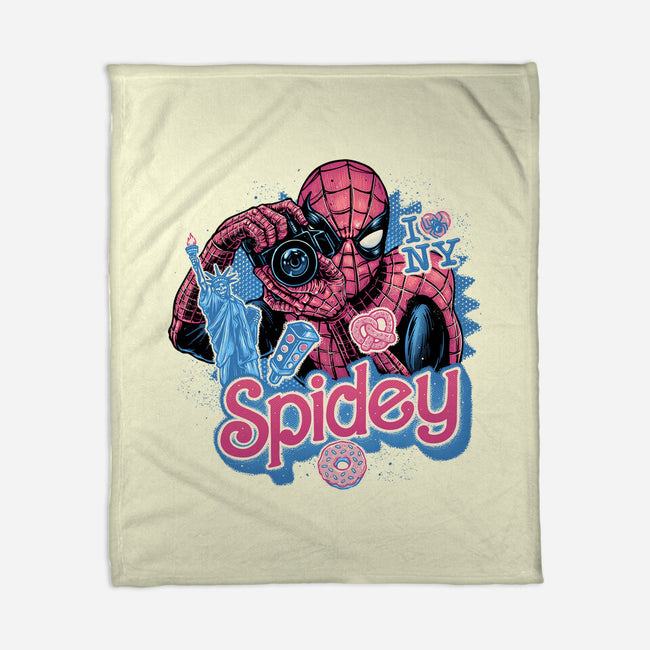 Spidey In New York City-None-Fleece-Blanket-glitchygorilla