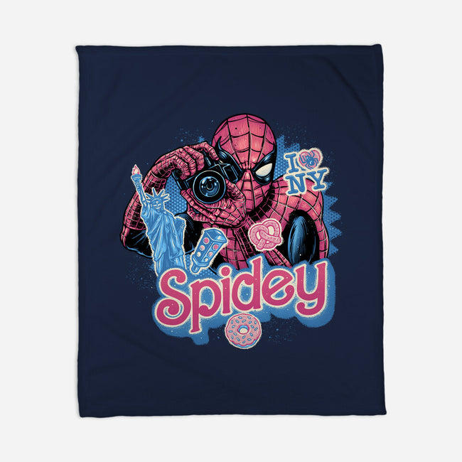 Spidey In New York City-None-Fleece-Blanket-glitchygorilla