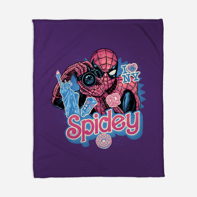 Spidey In New York City-None-Fleece-Blanket-glitchygorilla