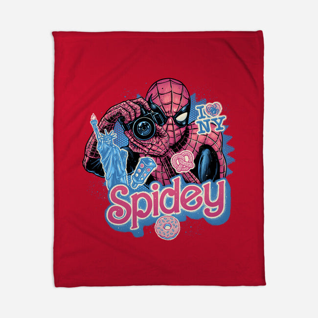 Spidey In New York City-None-Fleece-Blanket-glitchygorilla