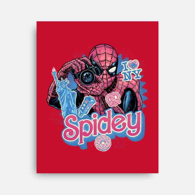 Spidey In New York City-None-Stretched-Canvas-glitchygorilla