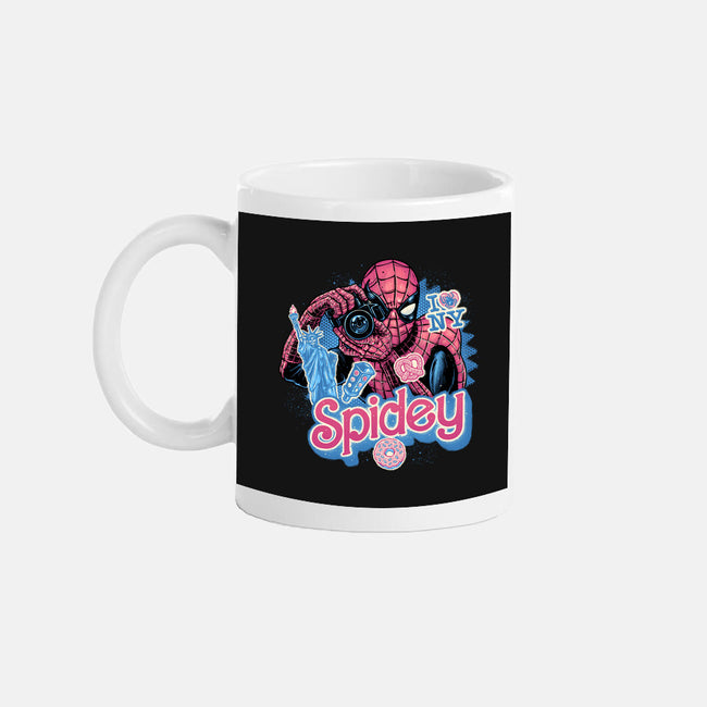 Spidey In New York City-None-Mug-Drinkware-glitchygorilla