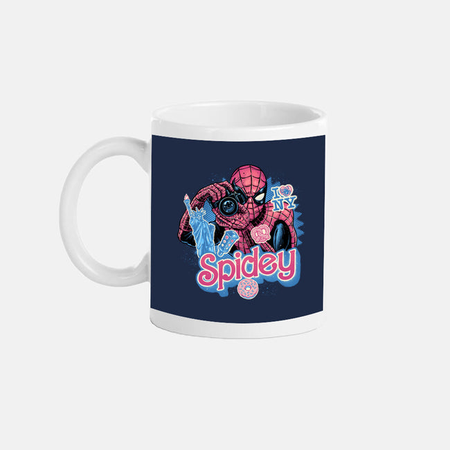 Spidey In New York City-None-Mug-Drinkware-glitchygorilla