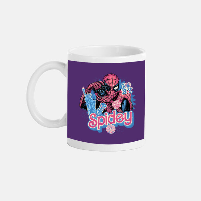Spidey In New York City-None-Mug-Drinkware-glitchygorilla