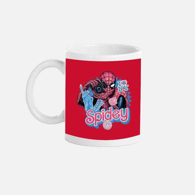 Spidey In New York City-None-Mug-Drinkware-glitchygorilla