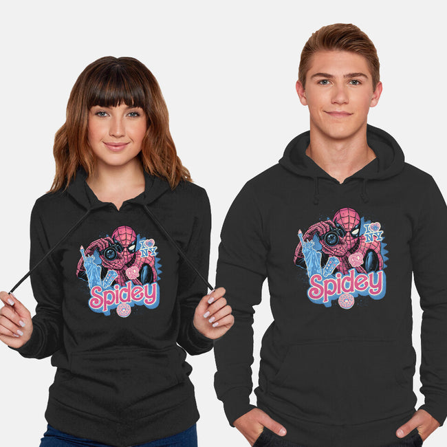 Spidey In New York City-Unisex-Pullover-Sweatshirt-glitchygorilla