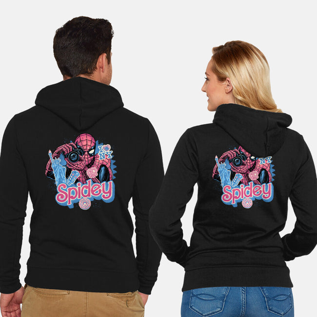 Spidey In New York City-Unisex-Zip-Up-Sweatshirt-glitchygorilla