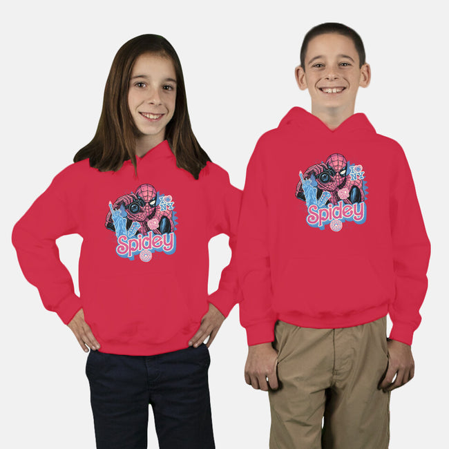 Spidey In New York City-Youth-Pullover-Sweatshirt-glitchygorilla