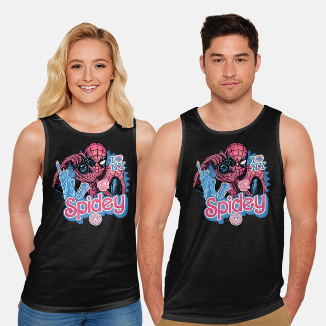 Spidey In New York City-Unisex-Basic-Tank-glitchygorilla