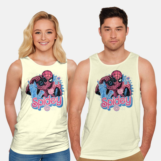 Spidey In New York City-Unisex-Basic-Tank-glitchygorilla