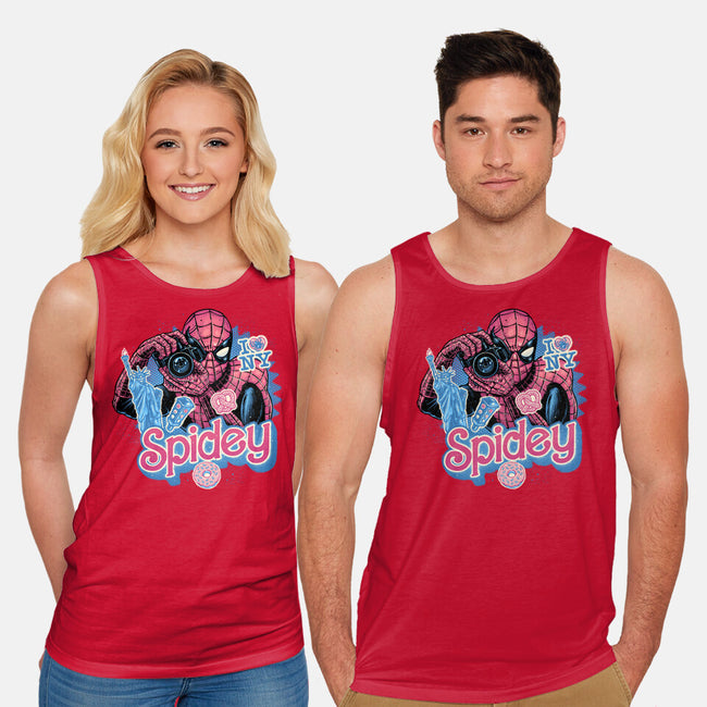 Spidey In New York City-Unisex-Basic-Tank-glitchygorilla
