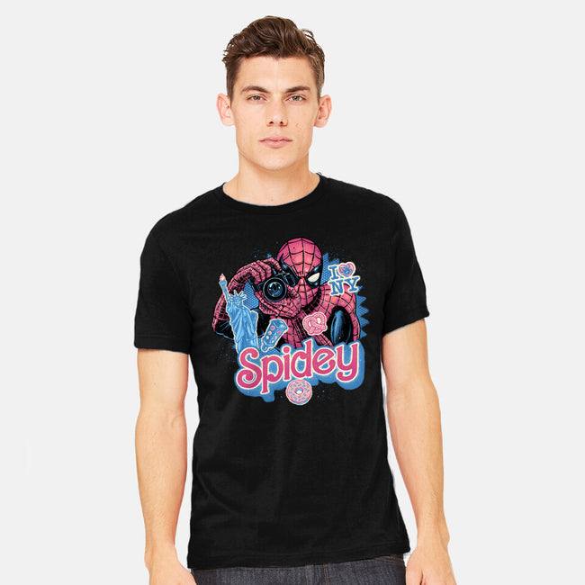 Spidey In New York City-Mens-Heavyweight-Tee-glitchygorilla