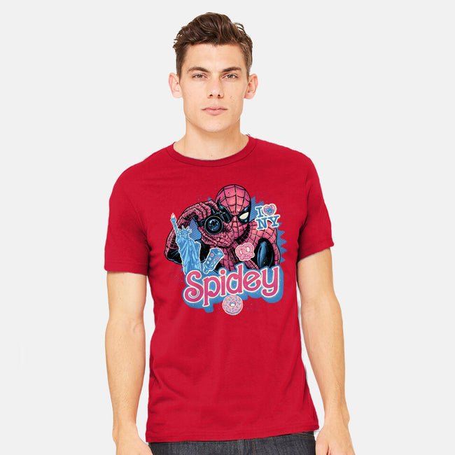 Spidey In New York City-Mens-Heavyweight-Tee-glitchygorilla