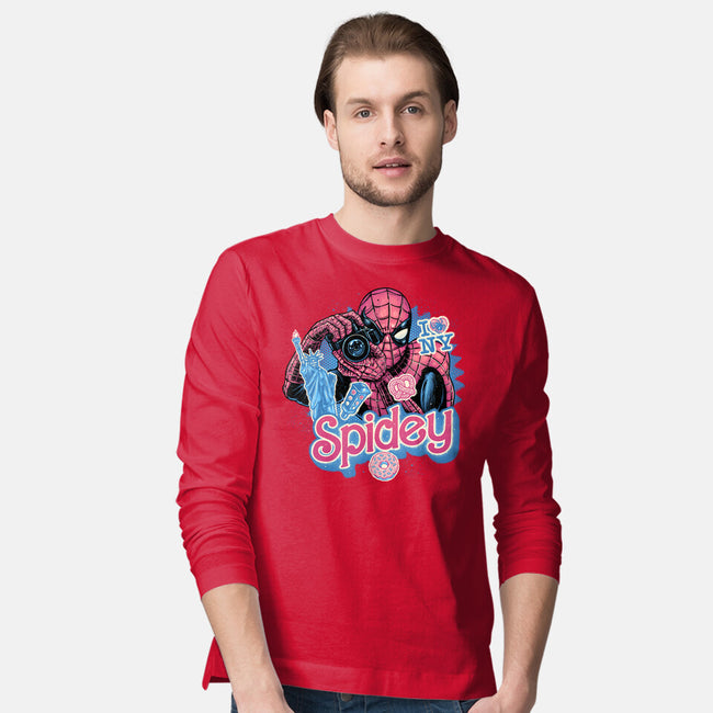 Spidey In New York City-Mens-Long Sleeved-Tee-glitchygorilla