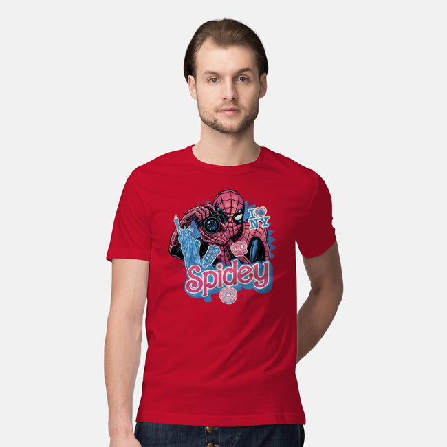 Spidey In New York City-Mens-Premium-Tee-glitchygorilla