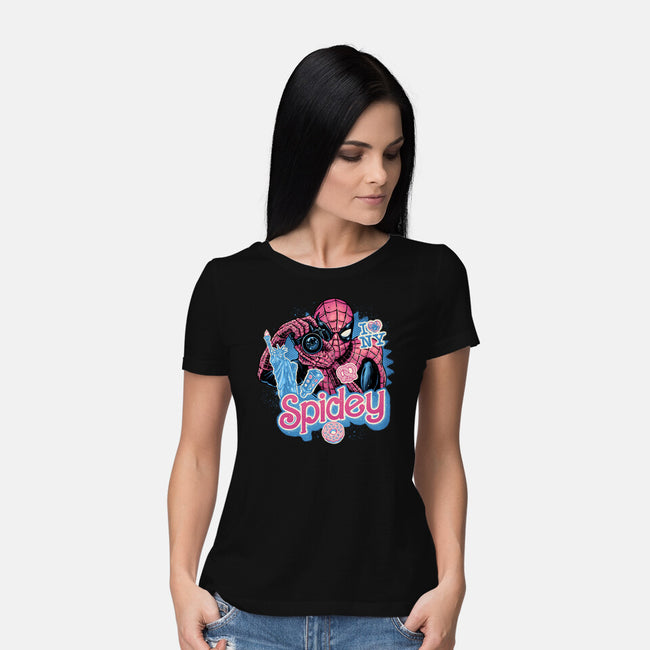 Spidey In New York City-Womens-Basic-Tee-glitchygorilla