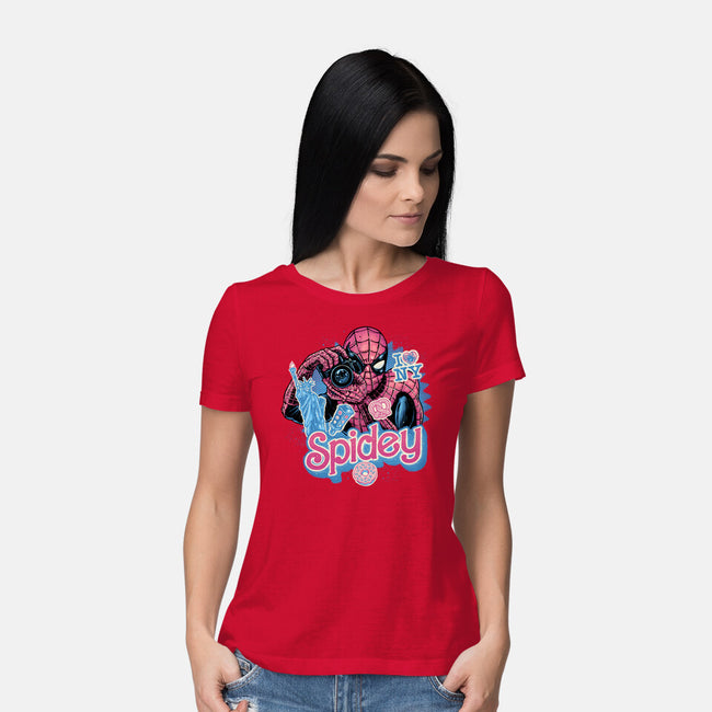 Spidey In New York City-Womens-Basic-Tee-glitchygorilla