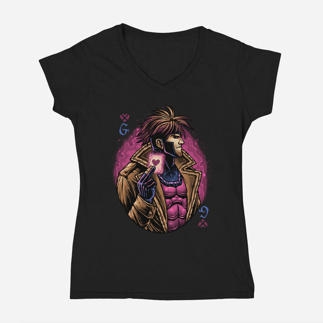 Lord Of Cards-Womens-V-Neck-Tee-glitchygorilla