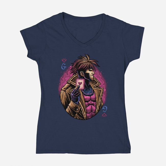 Lord Of Cards-Womens-V-Neck-Tee-glitchygorilla