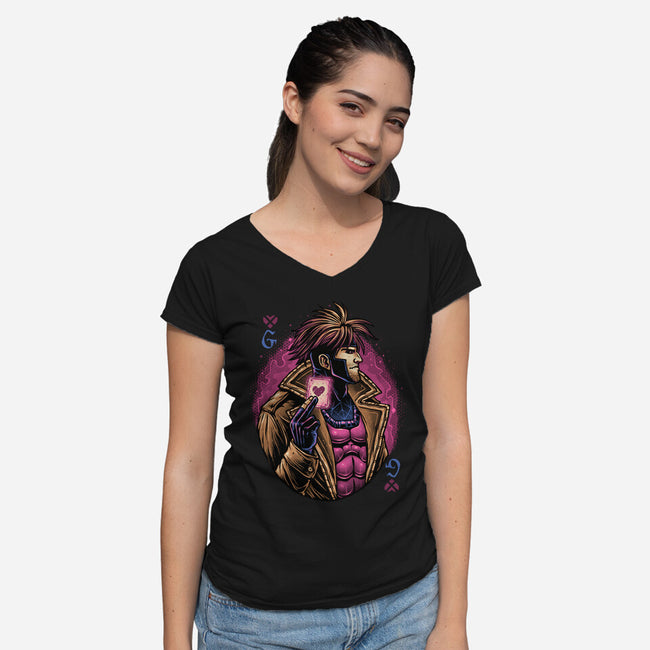 Lord Of Cards-Womens-V-Neck-Tee-glitchygorilla